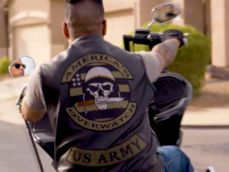 Edgar Sanchez on his motorcycle.