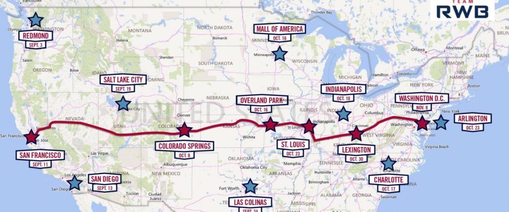 Old Glory Relay route map.