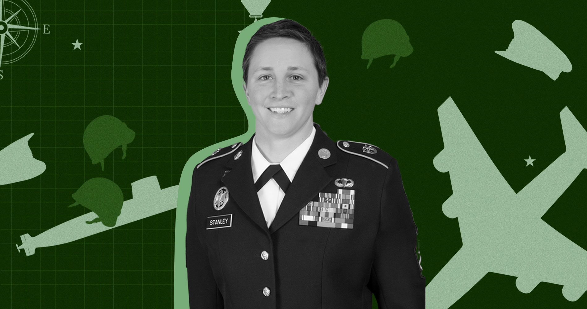 Army veteran Lisa Stanley stands in uniform